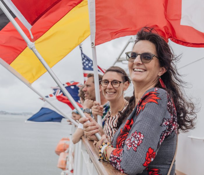 Solveige Hauge, Ward Nurse (Pediatric), during the Global Mercy's arrival to Freetown, Sierra Leone.