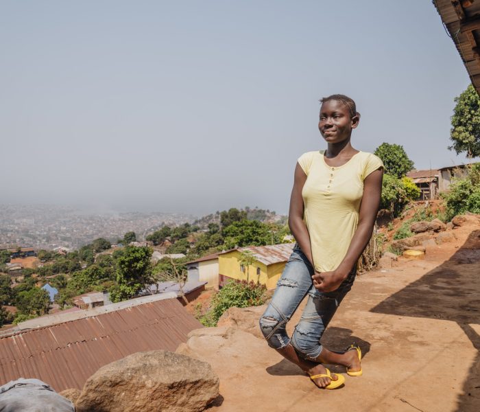 Ruth, orthopedics patient, at her home in Freetown.