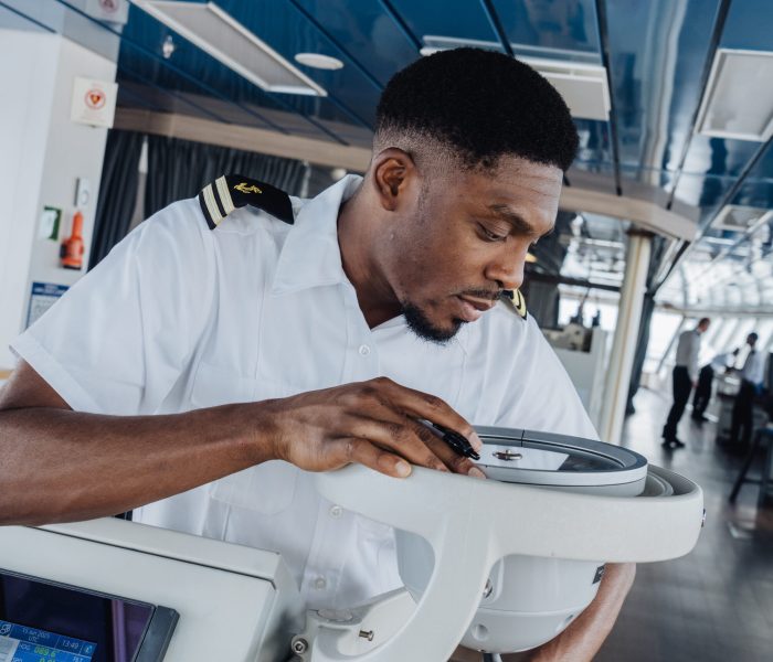 Emmanuel Nwaji, Second Officer, duing the sail of the GLM to Spain.