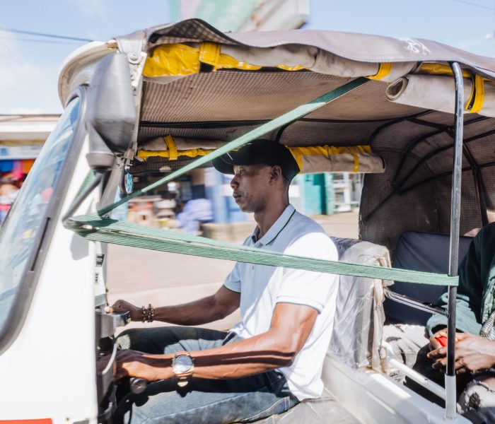 Mohamed, first patient of the SLH field service in Sierra Leone, during a home visit before his surgery.